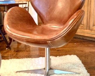 Leather egg swivel chair
