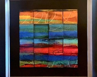 Pair of 3D framed modern print art