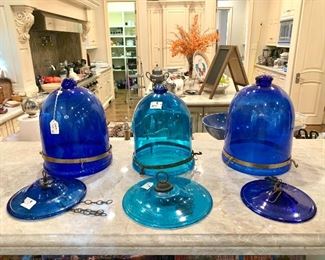 Indian blue glass ceiling lanterns