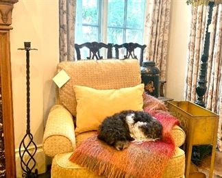 Pair of Armand Diradourian (Richmond Hill) mohair throws and of course, Scruffy.