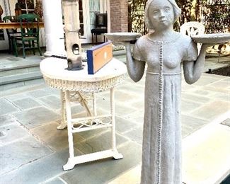 Pair of Savannah Bird Girl resin sculptures