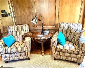 Pair of upholstered arm chairs