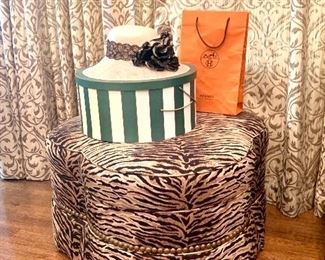 Zebra print ottoman on casters