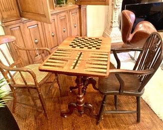 Antique game table & chairs