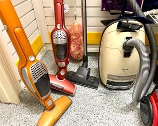 Miele canister vacuum and Electrolux cordless vacuums