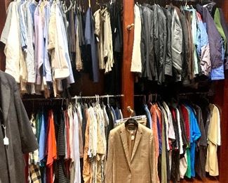 Men's clothing and shoes including some designer wear, suits and casual