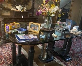 NEOCLASSIC GLASS TOP DINING TABLE