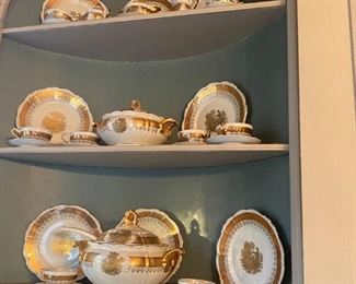 EXTENSIVE BAVARIAN GOLD EMBOSSED DINNER SERVICE 100 PLUS PIECES