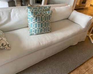 Restoration Hardware sofa - brand new cushion and cover purchased in October 2020.  Retail for R.H. members is $4896 plus tax and shipping and a ten week wait!  Asking $3600.  96"w x 36"d x 31"h