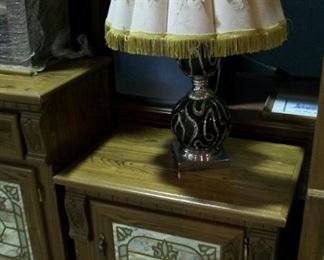 ONE OF 2 – MATCHING NIGHTSTANDS WITH “STAINED GLASS” DOORS