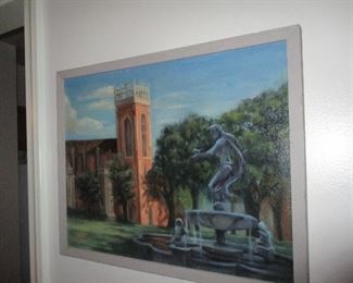 Audubon Park Hyams Fountain and Loyola Church by Julie Crozat