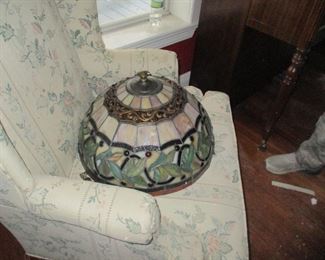 Tiffany style leaded glass hanging lampshade