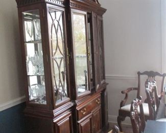 Mirrored glass shelf breakfront