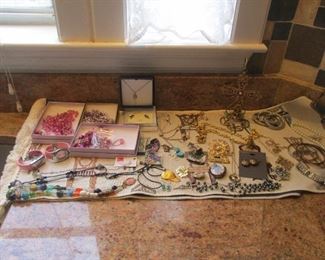 14k gold, Mignon Fiaget, 18k over sterling silver, sterling silver, cultured pears, fossil watches, and semi-precious gems