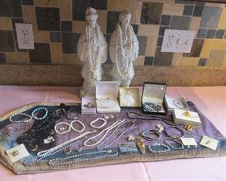 14k gold, Mignon Fiaget, 18k over sterling silver, sterling silver, cultured pears, fossil watches, and semi-precious gems
