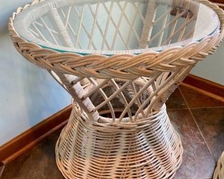 wicker and glass table