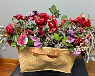 Silk flowers and basket