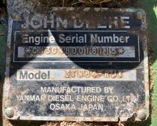 John Deere tractor engine serial number and model number. Additional information on this compact utility tractor is available at https://www.tractordata.com/farm-tractors/000/1/5/151-john-deere-870.html