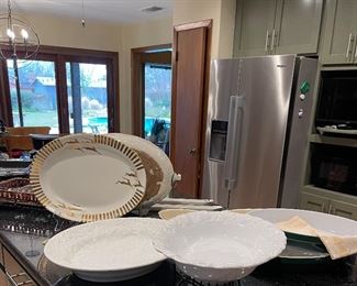 Handcrafted Italian Pottery Serving Bowls, Laurie Gates L. A. Pottery USA Gold Deer Tray