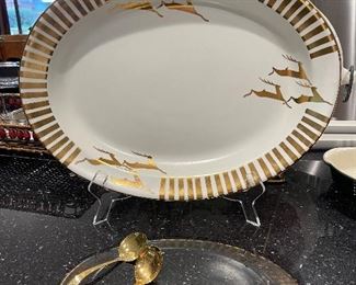 Laurie Gates L. A. Pottery USA Gold Deer Tray
