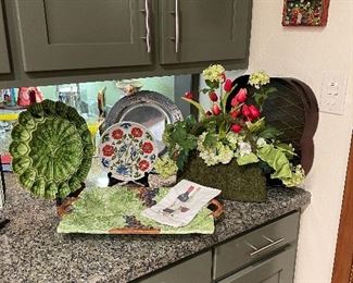 Vintage California Pottery Egg Plate, Serving Tray Made in Italy, Floral Decor