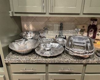Pewter Chip n Dip Bowls and Serving Trays 