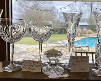 Waterford Millennium “Love Hearts” Crystal Balloon Wine Glasses and Champagne Flute, Waterford Millennium “Prosperity” Champagne Flutes