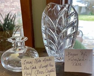 Lenox Kate Spade New York Sweet Pea Posy Clear Crystal Bud Flower Vase, Waterford Marquis Vase