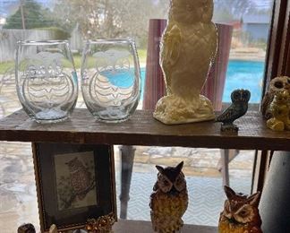 Belleek Ireland Owl Spill Vase-6th Mark 1965-1980, Etched Owl Stemless Wine Glasses, Creation by KB-Ireland Pottery Owls, Genuine Woven Picture J & J Cash Ltd-England