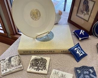 Rice University Semicentennial 1912-1962 Lenox Plate, Rice Campanile 1963
