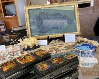 Palekh Russian Signed Handpainted Lacquer Trinket/Jewelry Boxes