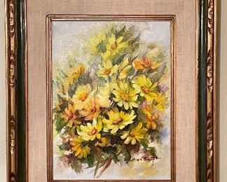 Vintage Yellow Daisy Painting by Lillian Boettcher 