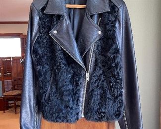 Sandro Paris Leather and Lambs Wool Jacket