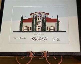 Signed Charles Krug-Peter Mondavi Family,  Framed Print Honoring Napa Valley’s First Winery 150 Years 10/4/2010