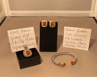 David Yurman Limited Edition Sterling & 18K Gold Bracelet, Enhancer Pendant, & Earrings exclusive for the 2002 Salt Lake City Winter Olympics