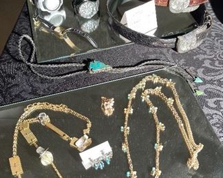 Vicenza Genuine Italian Leather Owl Motif Belts & Lovely Costume Jewelry