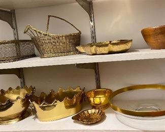 Gold-tone Baskets and Serving Pieces 