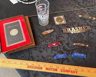 Pepsi-Cola Bottling Corpus Christi Grand Opening 1964 Glass, Eisenhower Proof Dollar, Weimar Police Department Recognition Medallion, Vintage Boy Scout Knife, Case Knife, Rice Owl Knife, Bose Knife