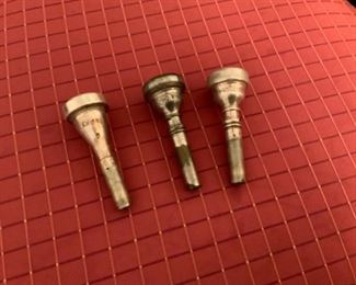 Vintage Trumpet Silver Plated Mouthpieces including Olds 3 Trumpet Silver Plated Mouthpiece & Vincent Bach Corp Mt. Vernon NY Silver Plated 10 1/2 C Mouthpieces (Have 2 of those)