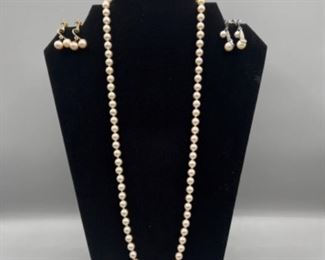 Faux Pearl Necklace And Earrings