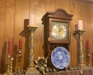 West Germany wall clock, brass decor