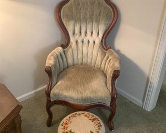 Green Velvet Victorian accent chair