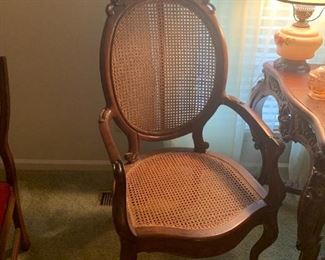 Mahogany Victorian style cane back and bottom chair