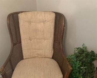 Cane highbacked swivel chair