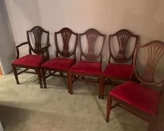 set of 5 dining chairs, one captain chair