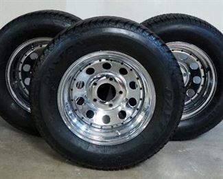 Maxxis Cheng Shin MA-1 Tires with Reverse Chrome Wheels, P215/70R15 98S, Universal Bolt Pattern And Chrome Baby Moon Hub Caps, Qty4