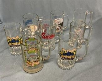 Eight glass mugs
