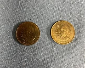 1988 and 1989 circulated Mexican 1,000 peso coins