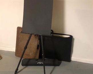 Windsor Newton Plein Air Travel Easel, artist’s portfolio and other art supplies. 
