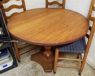 ladder-back chairs and nice, heavy table